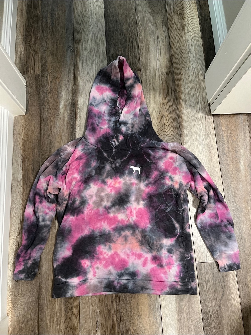 PINK Victoria's Secret Pink & Black Tie-Dye Hoodie